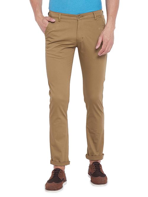 beige solid chinos - 17524114 - Standard Image - 1