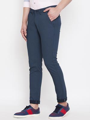 navy blue solid chinos - 17524115 - Standard Image - 2