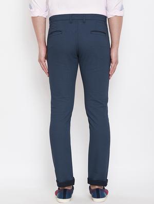 navy blue solid chinos - 17524115 - Standard Image - 3