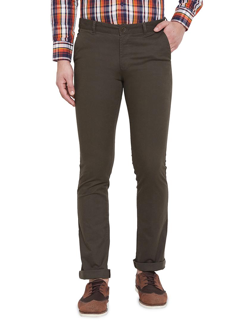 olive green solid chinos - 17524116 - Zoom Image - 1