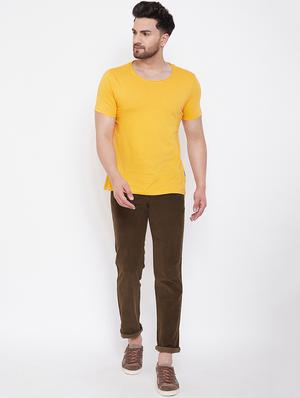brown solid corduroy trouser - 17524118 - Standard Image - 4
