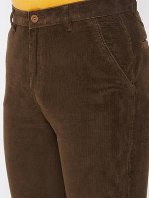 brown solid corduroy trouser - 17524118 - Standard Image - 5