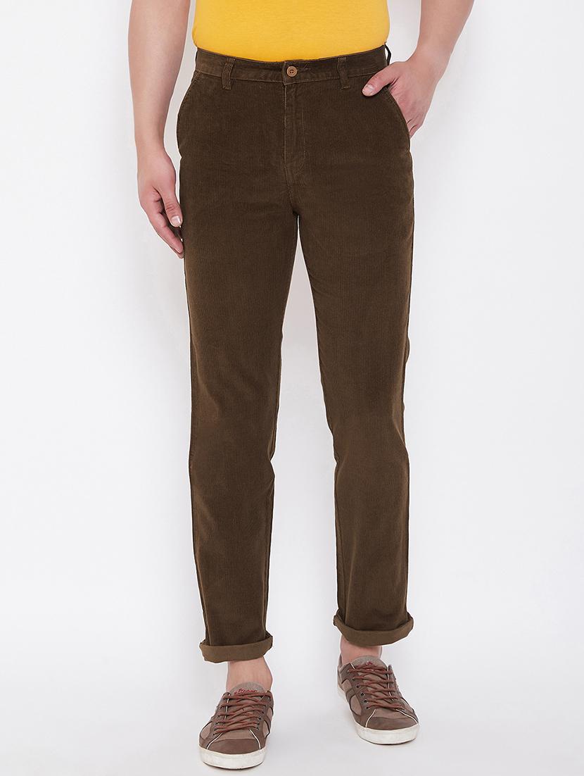 brown solid corduroy trouser - 17524118 - Zoom Image - 1
