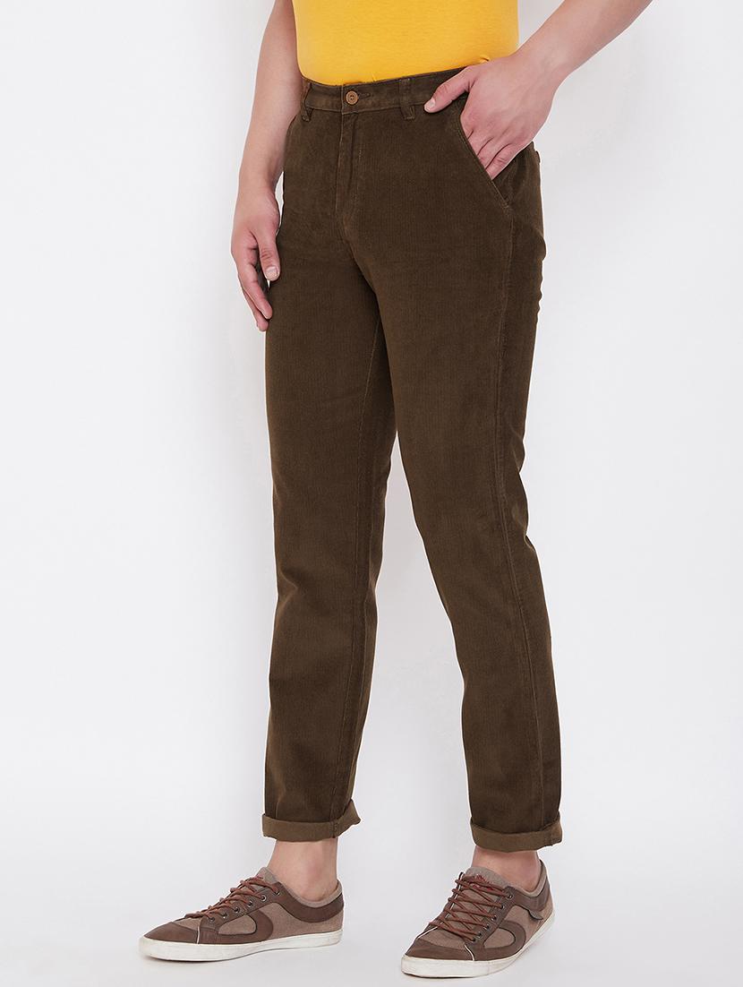 brown solid corduroy trouser - 17524118 - Zoom Image - 2