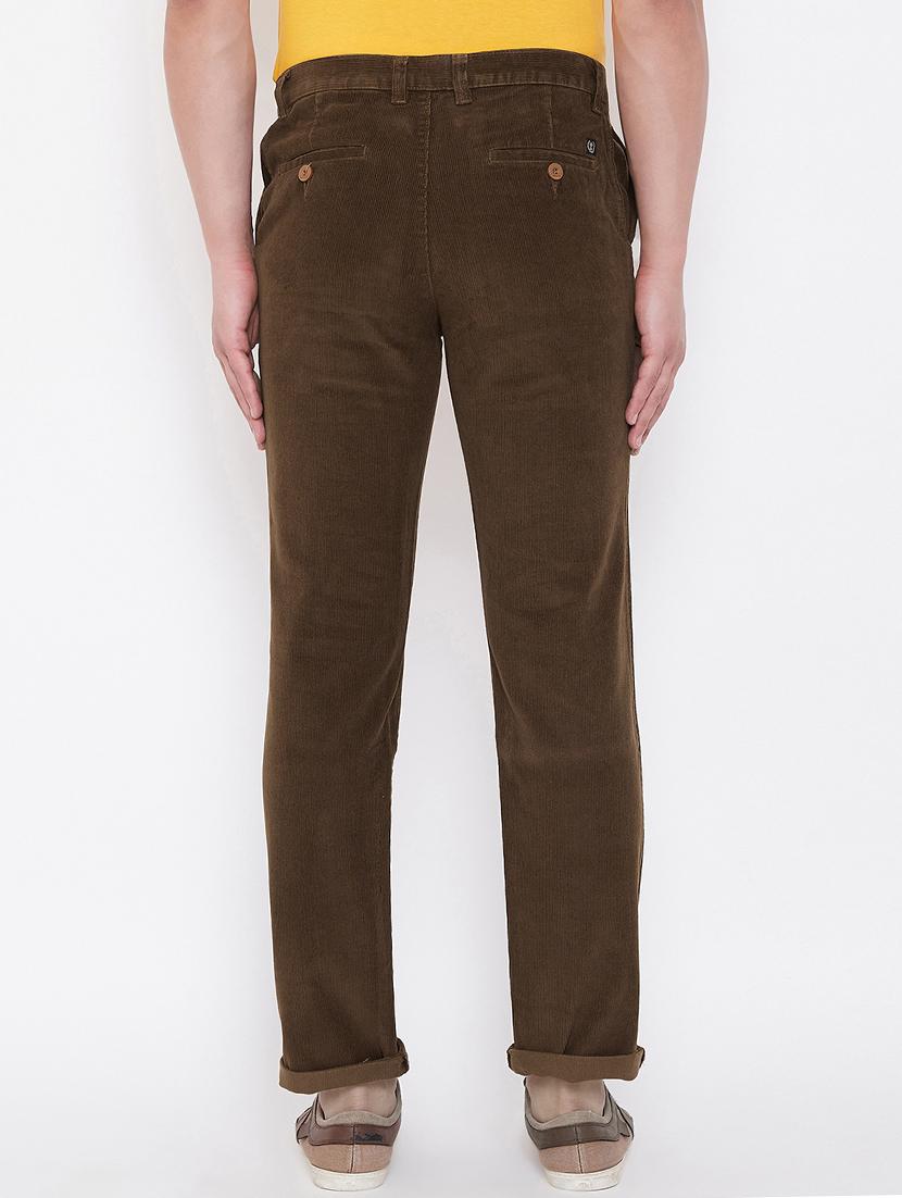 brown solid corduroy trouser - 17524118 - Zoom Image - 3