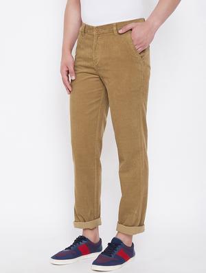 beige solid corduroy trouser - 17524122 - Standard Image - 2