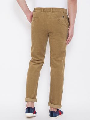 beige solid corduroy trouser - 17524122 - Standard Image - 3