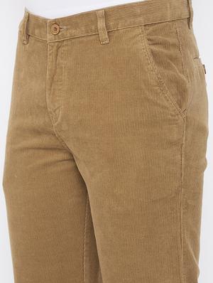 beige solid corduroy trouser - 17524122 - Standard Image - 5