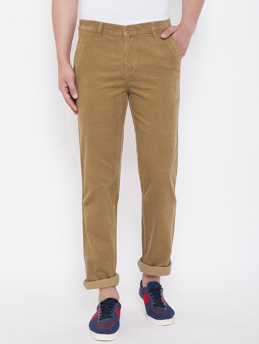 beige solid corduroy trouser - 17524122 - Zoom Image - 1