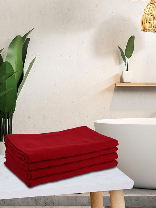 lorena quick-dry one side terry towel 100% cotton -4pc mix set (soho) solid-red - 17524266 - Standard Image - 1