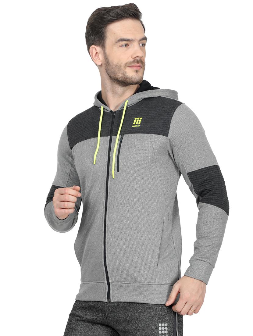 grey color block cut & sew sweatshirt - 17524486 - Zoom Image - 2