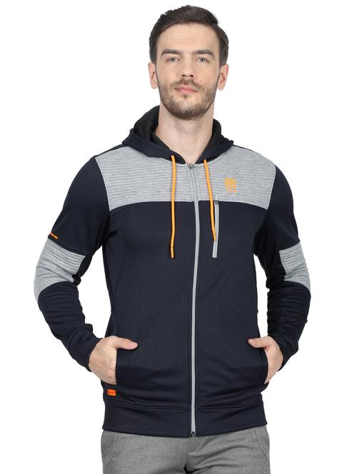 navy blue color block cut & sew sweatshirt - 17524487 - Standard Image - 1