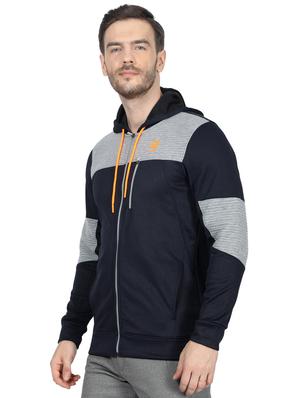 navy blue color block cut & sew sweatshirt - 17524487 - Standard Image - 2