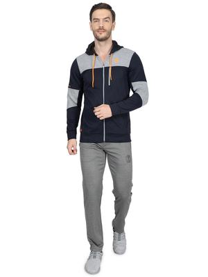 navy blue color block cut & sew sweatshirt - 17524487 - Standard Image - 4