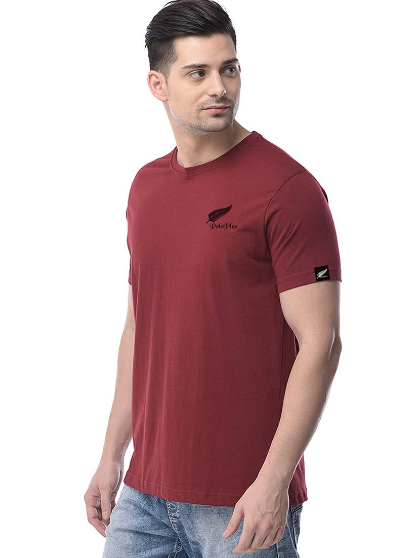 maroon solid t-shirt - 17524569 - Zoom Image - 2
