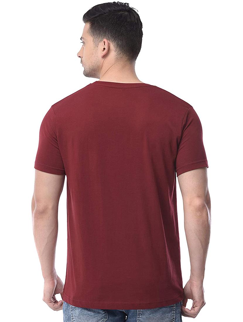 maroon solid t-shirt - 17524569 - Zoom Image - 3