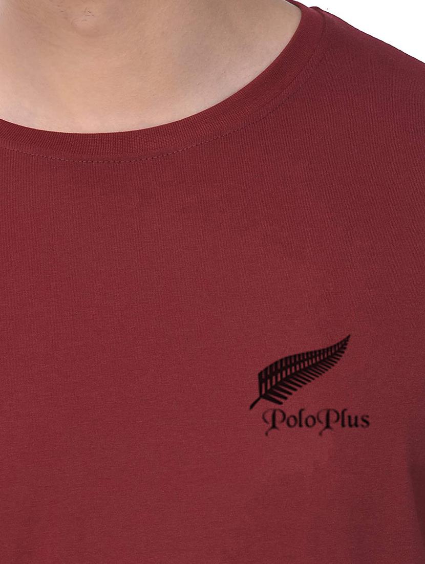 maroon solid t-shirt - 17524569 - Zoom Image - 4
