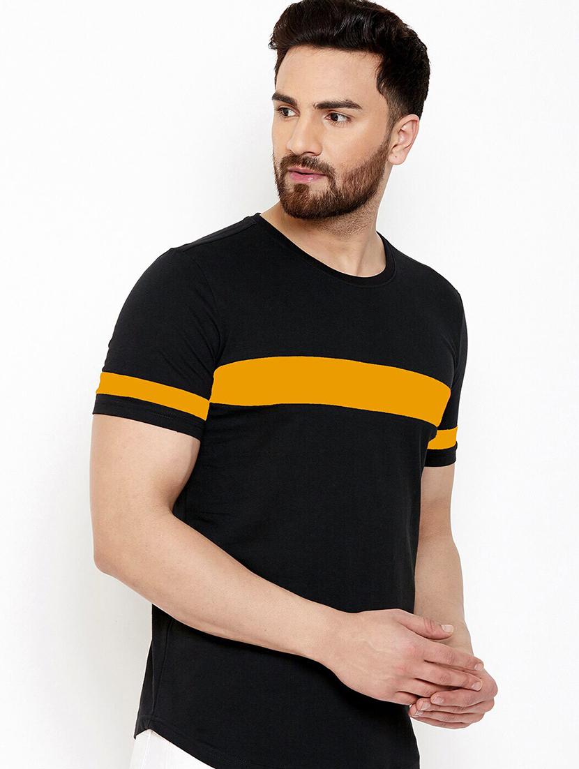 black color block cut & sew t-shirt - 17524576 - Zoom Image - 1