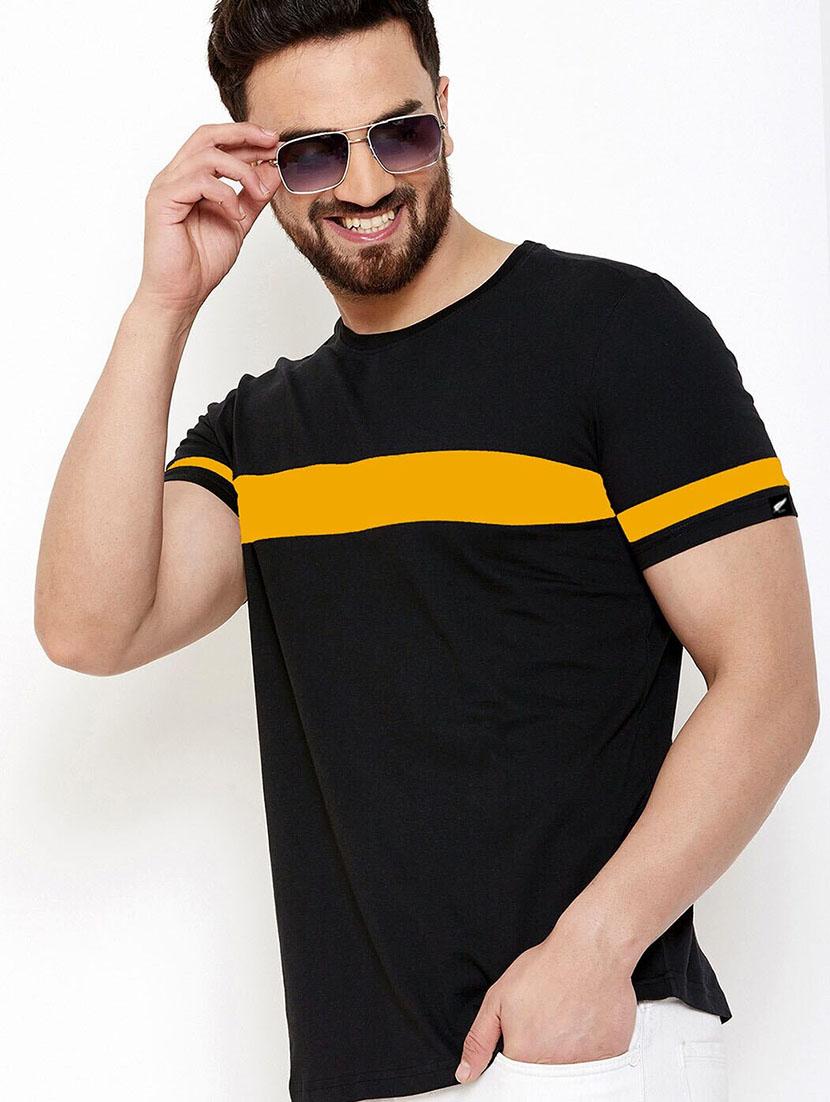 black color block cut & sew t-shirt - 17524576 - Zoom Image - 2