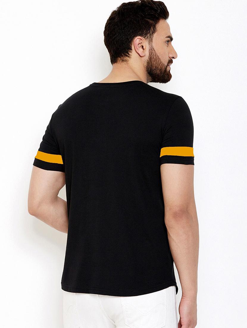 black color block cut & sew t-shirt - 17524576 - Zoom Image - 3