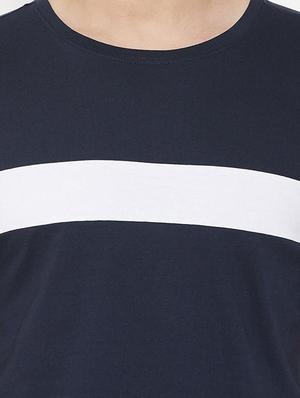 navy blue color block cut & sew t-shirt - 17524577 - Standard Image - 4