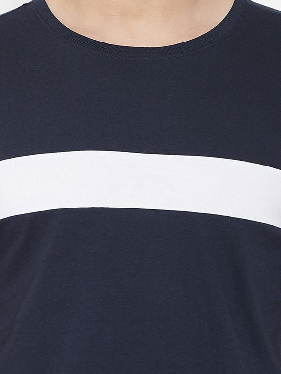 navy blue color block cut & sew t-shirt - 17524577 - Zoom Image - 4