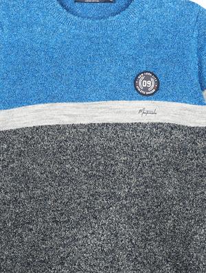 blue color block cotton sweater - 17524923 - Standard Image - 3