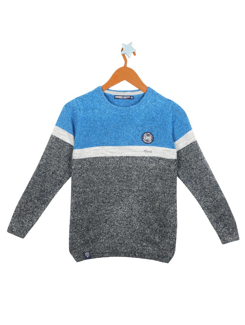 blue color block cotton sweater - 17524923 - Zoom Image - 1
