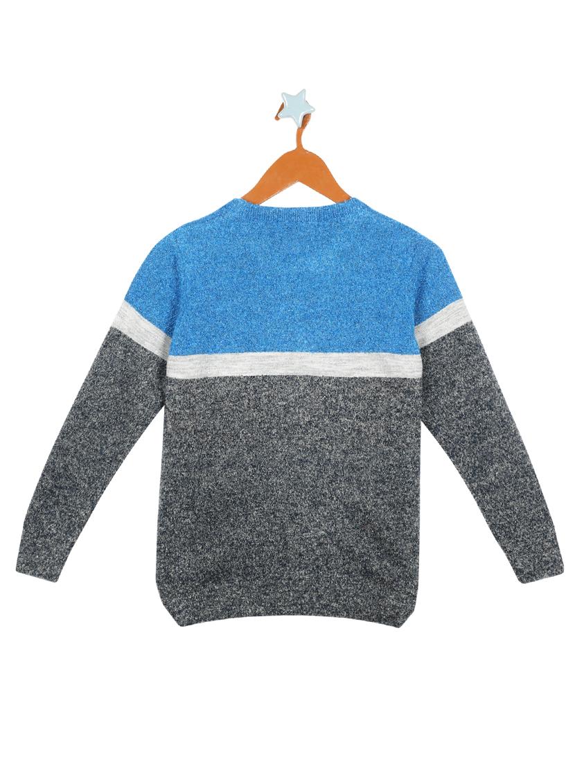 blue color block cotton sweater - 17524923 - Zoom Image - 2
