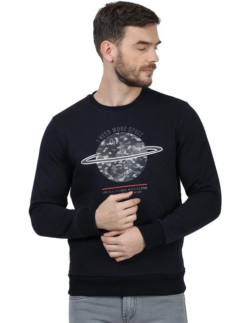 navy blue chest print sweatshirt - 17525133 - Standard Image - 1