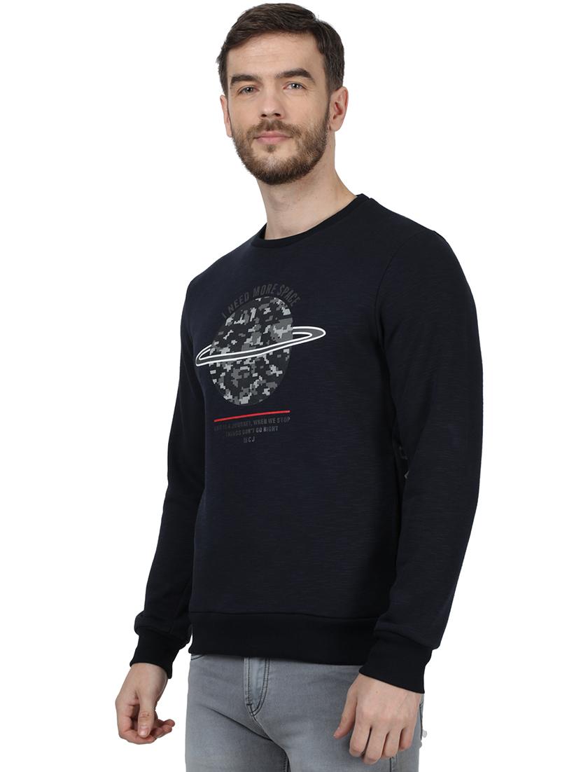 navy blue chest print sweatshirt - 17525133 - Zoom Image - 3
