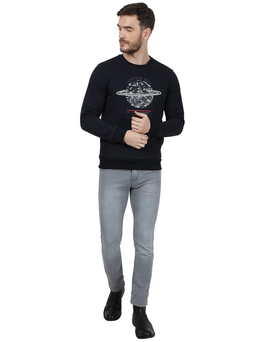 navy blue chest print sweatshirt - 17525133 - Zoom Image - 5