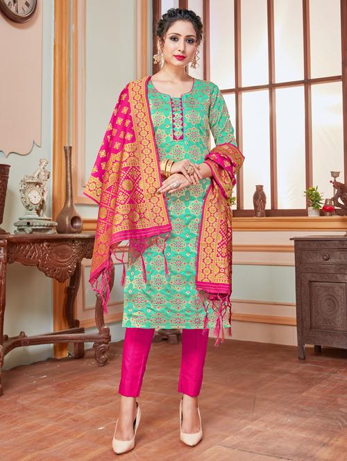 zari work unstitched suit - 17525671 - Standard Image - 1
