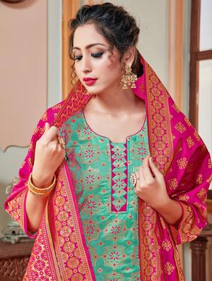 zari work unstitched suit - 17525671 - Standard Image - 3