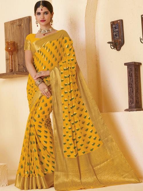 printed banarasi saree with blouse - 17526289 - Standard Image - 1