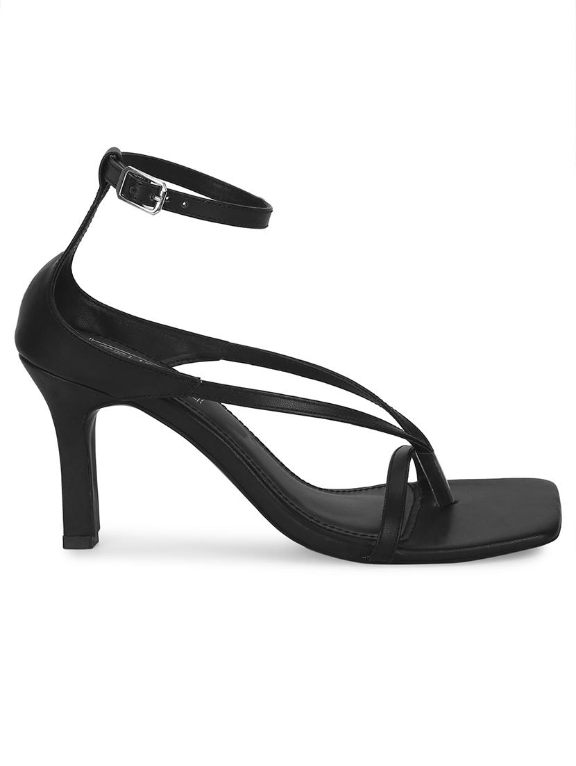 black pu ankle strap sandals - 17526405 - Zoom Image - 2