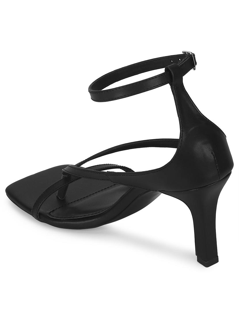 black pu ankle strap sandals - 17526405 - Zoom Image - 3