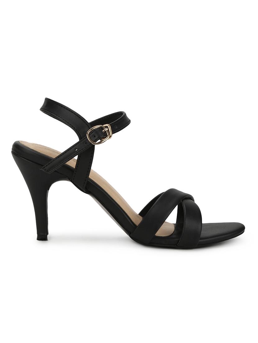 black pu ankle strap sandals - 17526409 - Zoom Image - 2