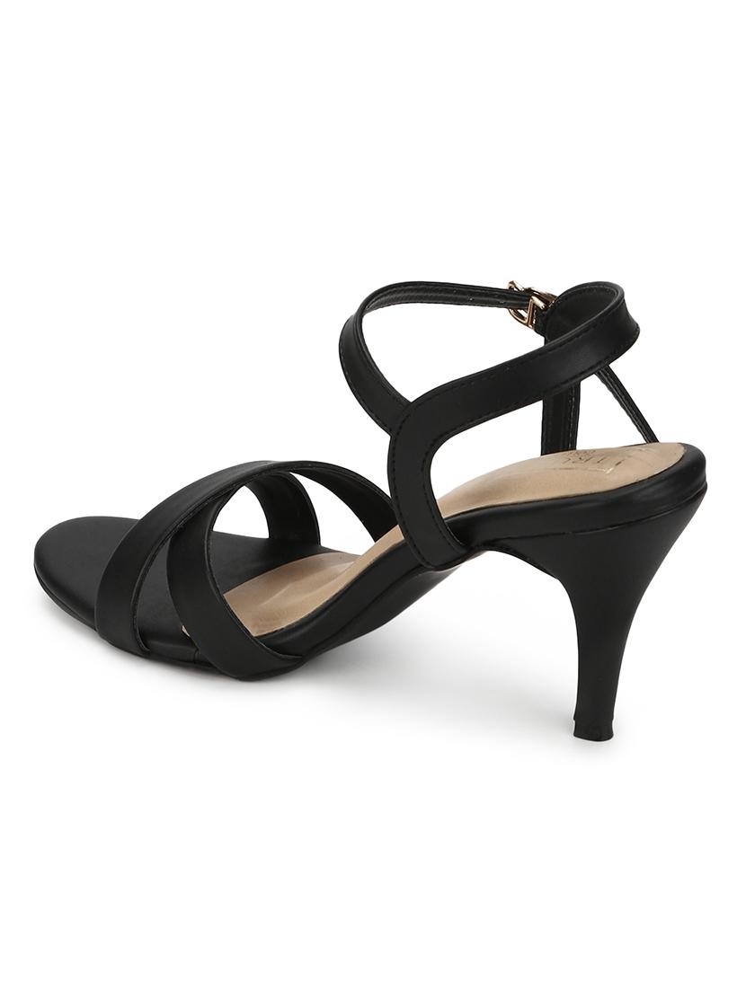 black pu ankle strap sandals - 17526409 - Zoom Image - 3