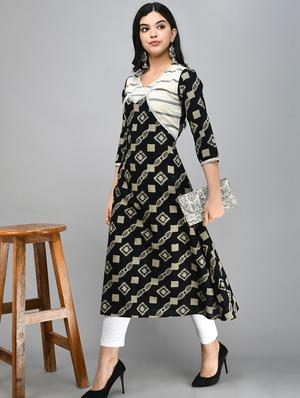 printed a-line kurta - 17526514 - Standard Image - 4
