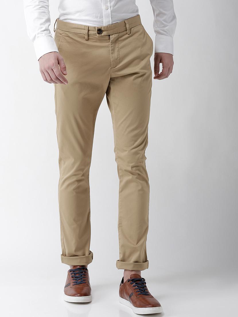beige solid chinos - 17526701 - Zoom Image - 1
