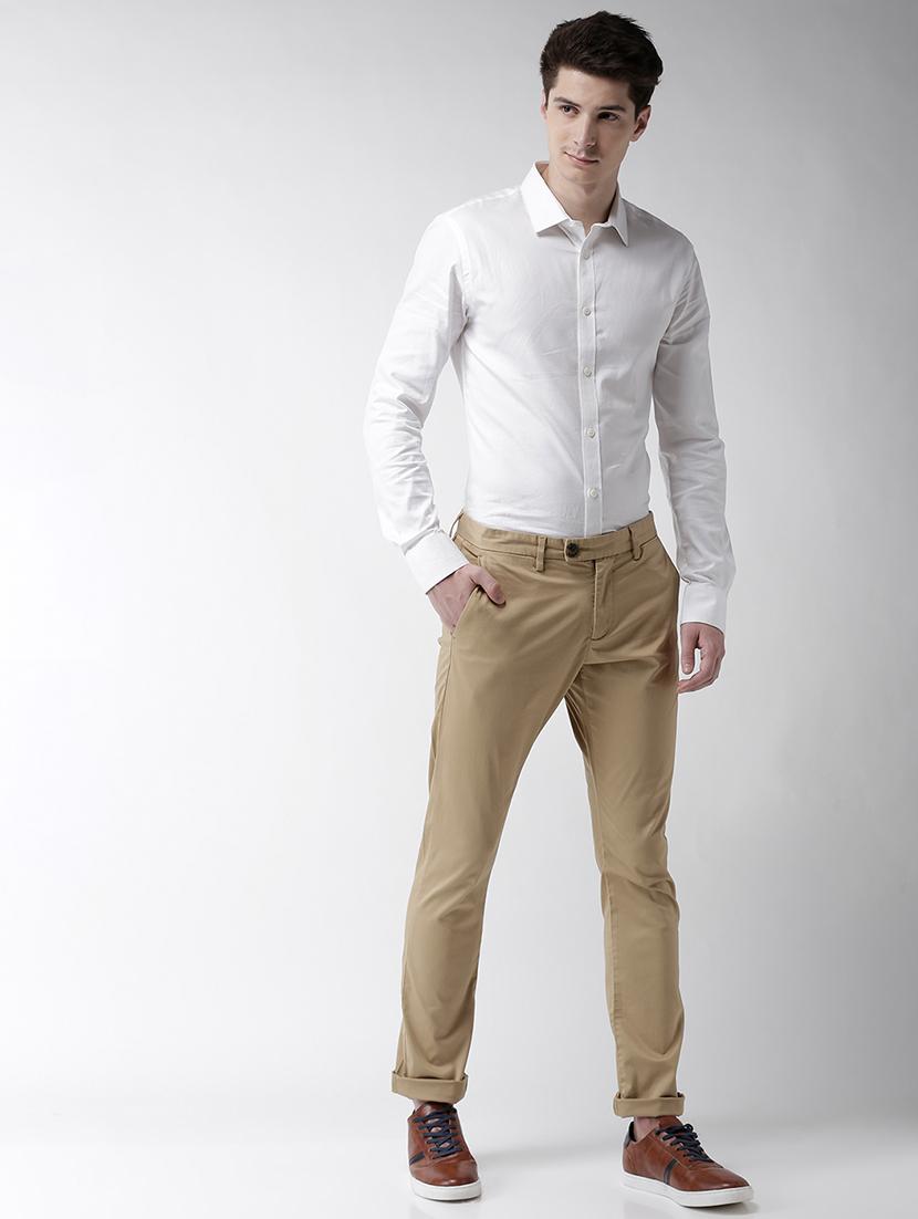 beige solid chinos - 17526701 - Zoom Image - 4