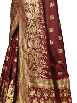 self design banarasi saree with blouse - 17526774 - Standard Image - 4