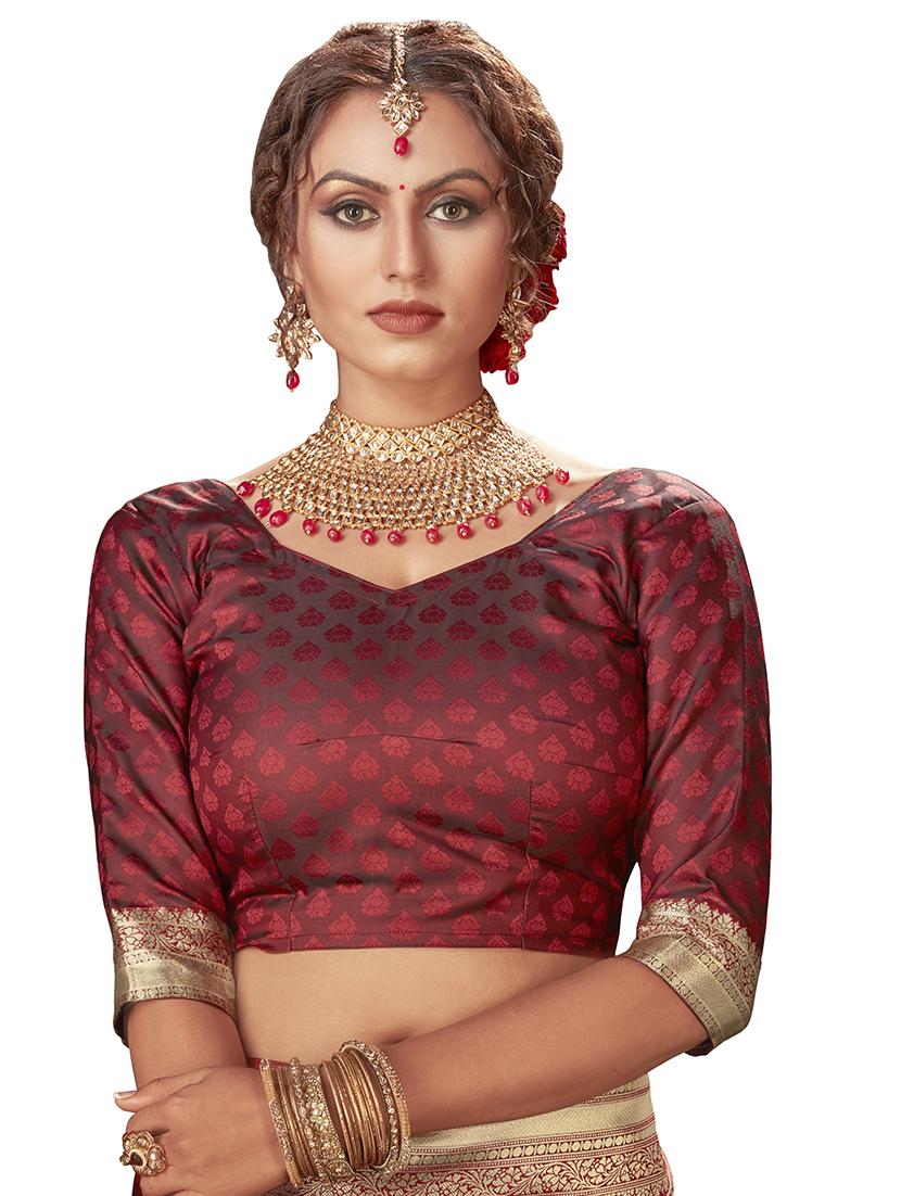 self design banarasi saree with blouse - 17526774 - Zoom Image - 2