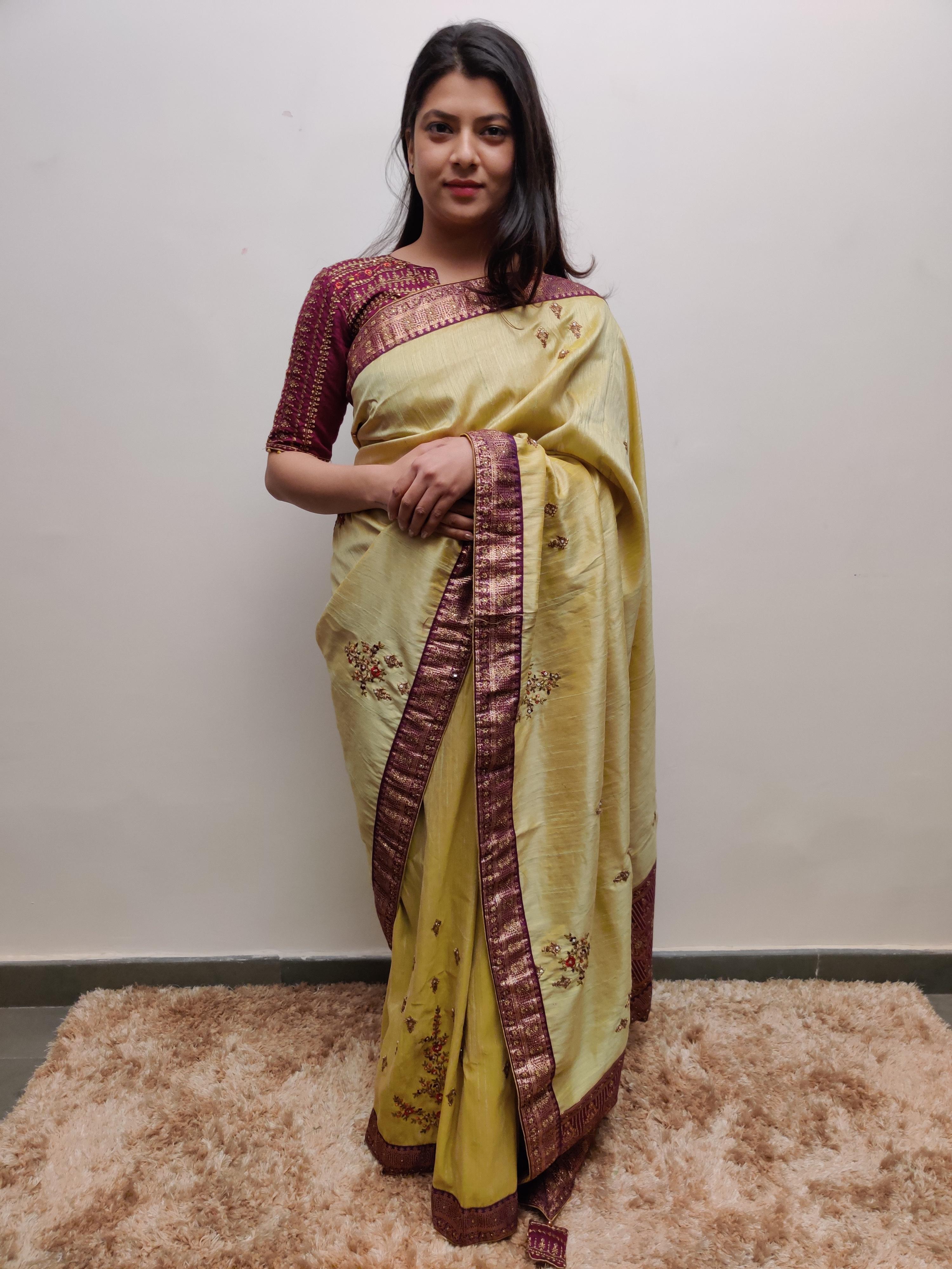 lime green silk saree - 17527059 - Zoom Image - 1