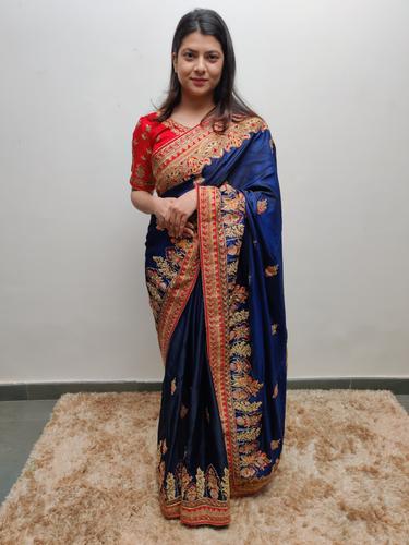 blue silk embrpidered saree - 17527061 - Standard Image - 1