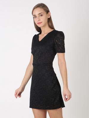 v-neck laced a-line dress - 17527401 - Standard Image - 2
