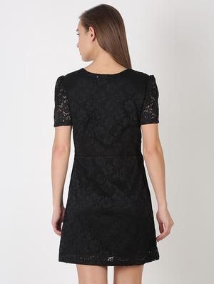 v-neck laced a-line dress - 17527401 - Standard Image - 3