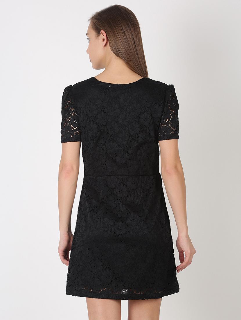 v-neck laced a-line dress - 17527401 - Zoom Image - 3