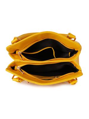 yellow leatherette (pu) regular handbag - 17527530 - Standard Image - 3